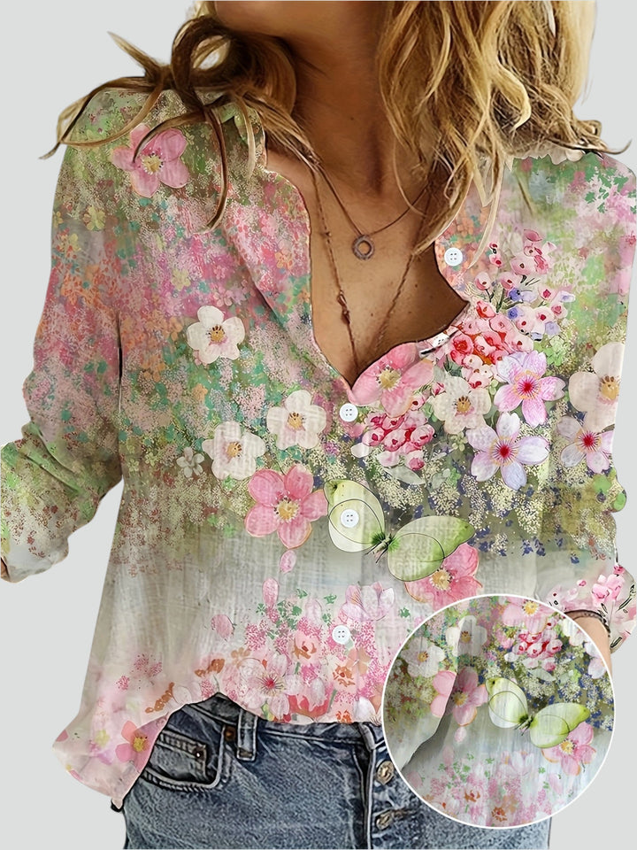 Mira™ | Camicia a maniche lunghe con colletto e stampa floreale