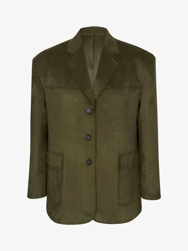 Sofia | Blazer Oversize in Suede Verde Militare
