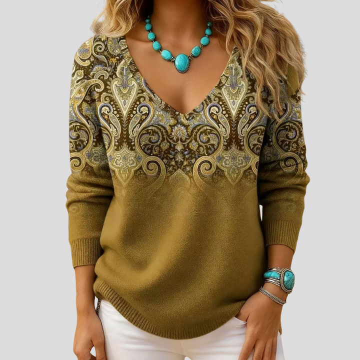 Amelia | Maglia Elegante con Scollo a V e Maniche Lunghe