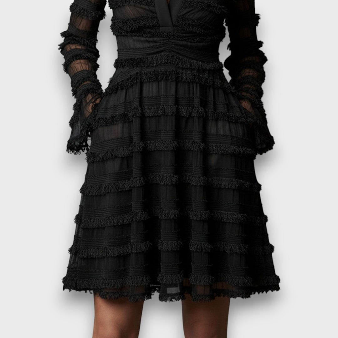 Perla | Abito Midi con Frange Trasparenti