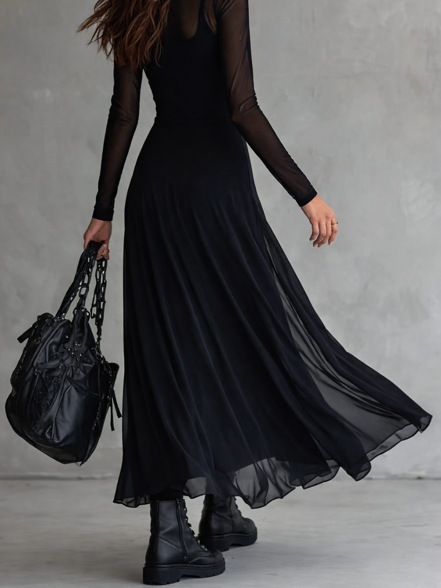Neroa | Abito Maxi Loose-fit in Tulle Nero