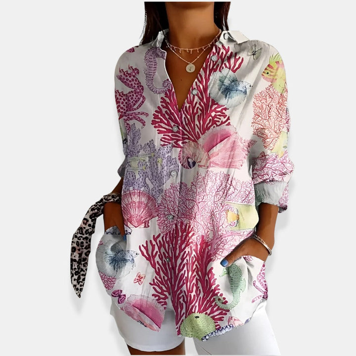 LYSSA™ | Camicetta floreale con chiusura a bottoni